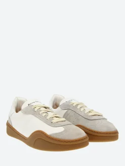 Acne Studios - Bar M Lace-Up Sneakers in White and Brown