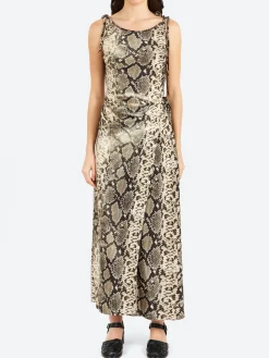 Acne Studios - Dayla Python Satin Dress in Multi Brown