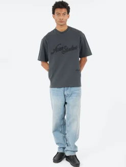 Acne Studios - Exford U Pique Tourist Logo T-Shirt in Faded Black