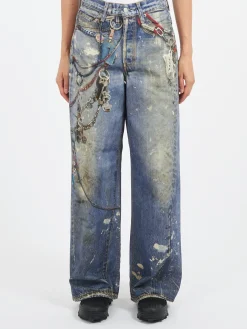 Acne Studios - 1981F Baggy Fit Jeans in Mid Blue