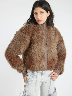Acne Studios - Freya Faux Fur Jacket in Mud Brown
