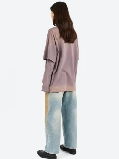 Acne Studios - Layered Print T-Shirt in Dark Mauve