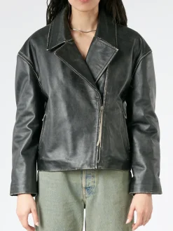 Acne Studios - Lilket Sanded Leather Biker Jacket in Black