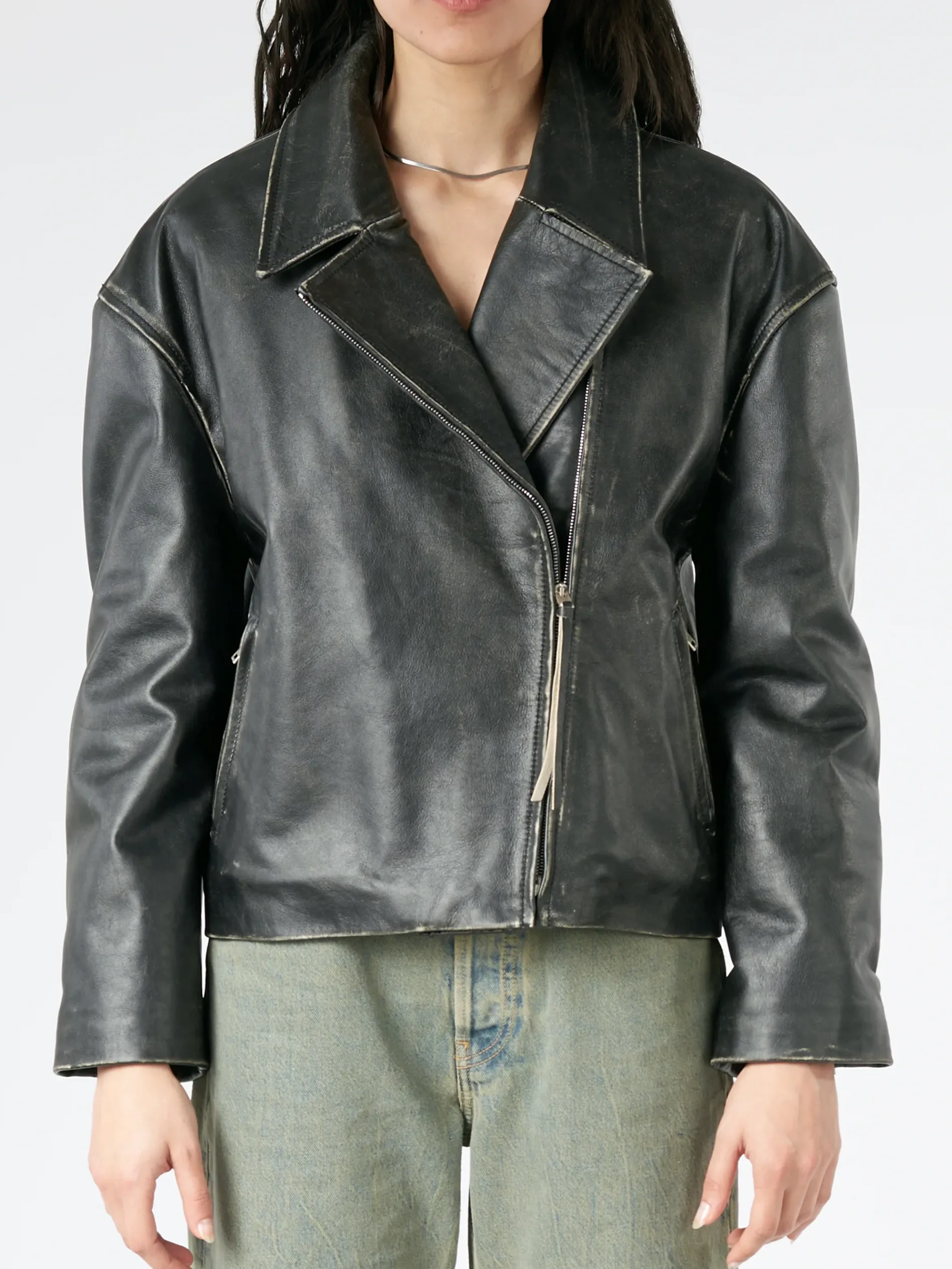 Acne Studios - Lilket Sanded Leather Biker Jacket in Black