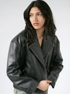 Acne Studios - Lilket Sanded Leather Biker Jacket in Black