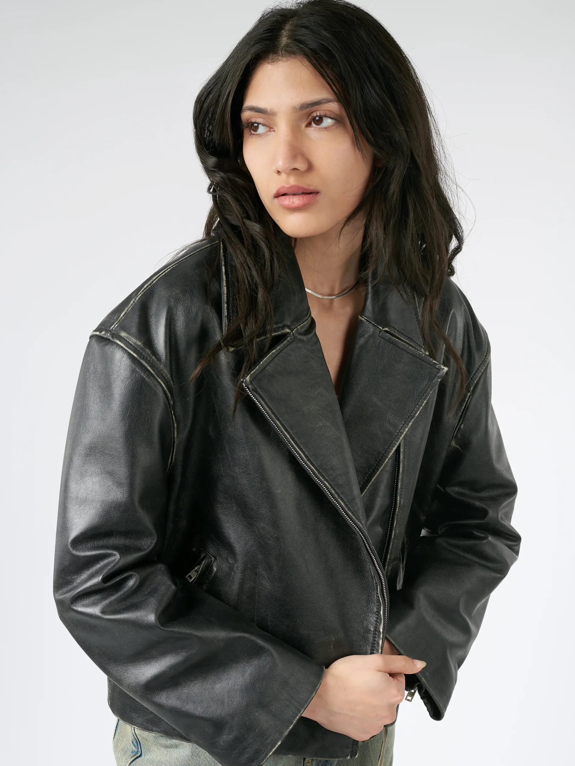 Acne Studios - Lilket Sanded Leather Biker Jacket in Black