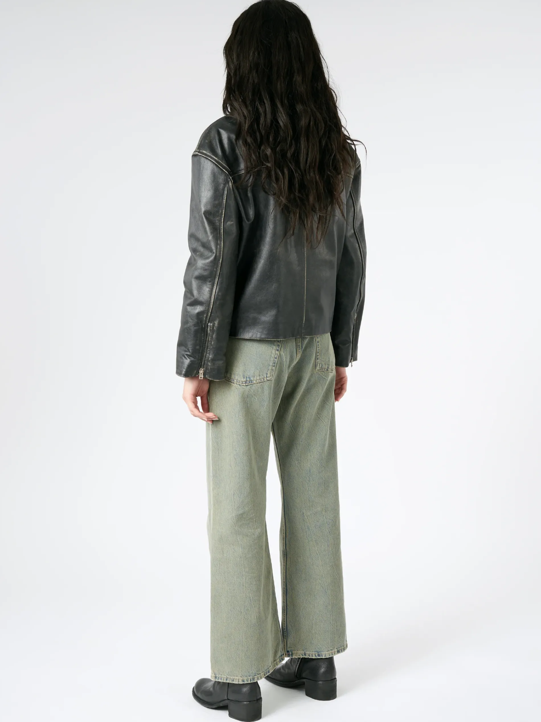 Acne Studios - Lilket Sanded Leather Biker Jacket in Black