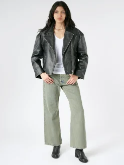 Acne Studios - Lilket Sanded Leather Biker Jacket in Black