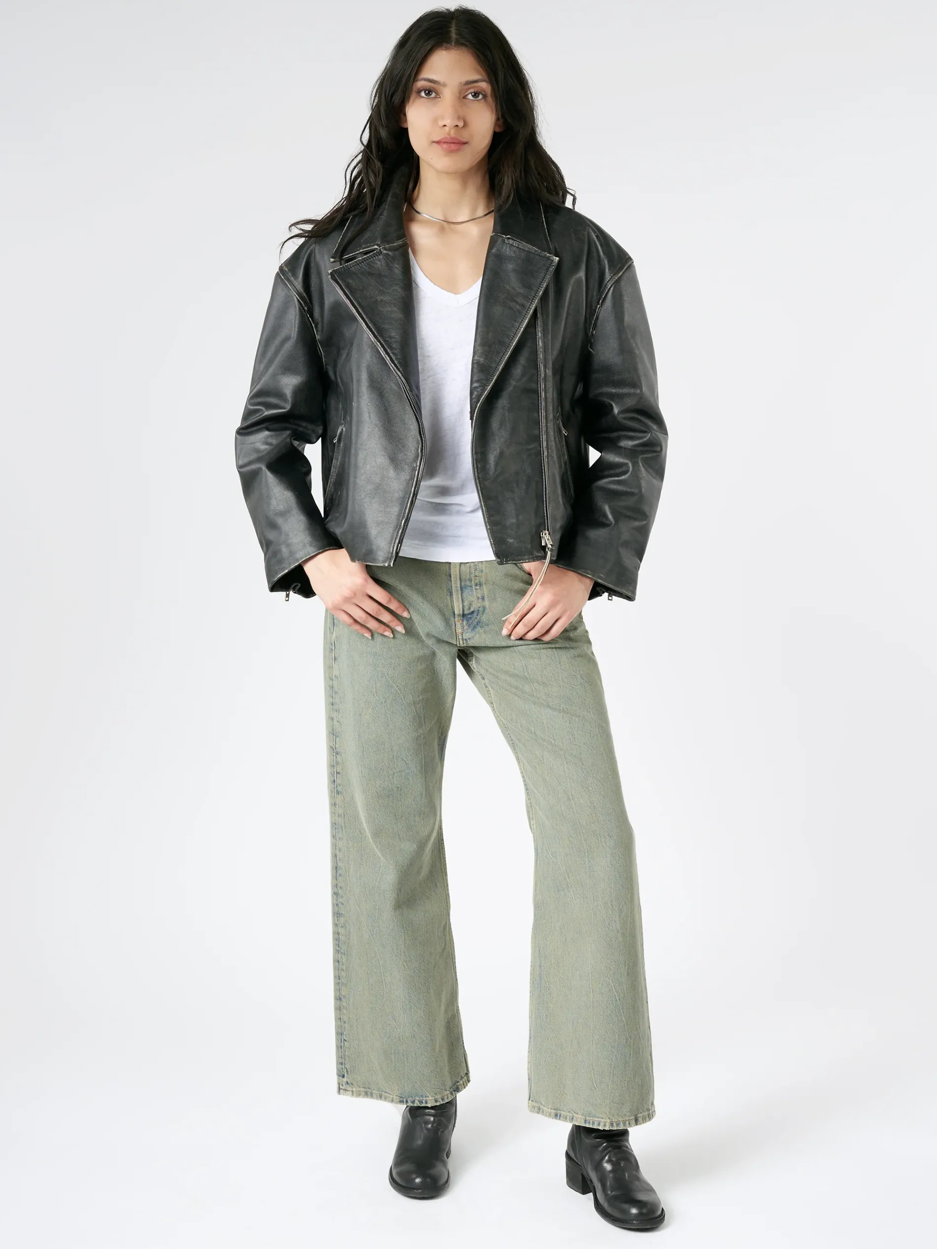 Acne Studios - Lilket Sanded Leather Biker Jacket in Black