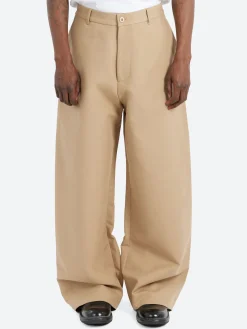 Acne Studios - Plass Double Cotton Twill Trousers in Khaki Beige