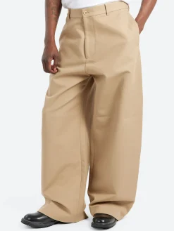 Acne Studios - Plass Double Cotton Twill Trousers in Khaki Beige