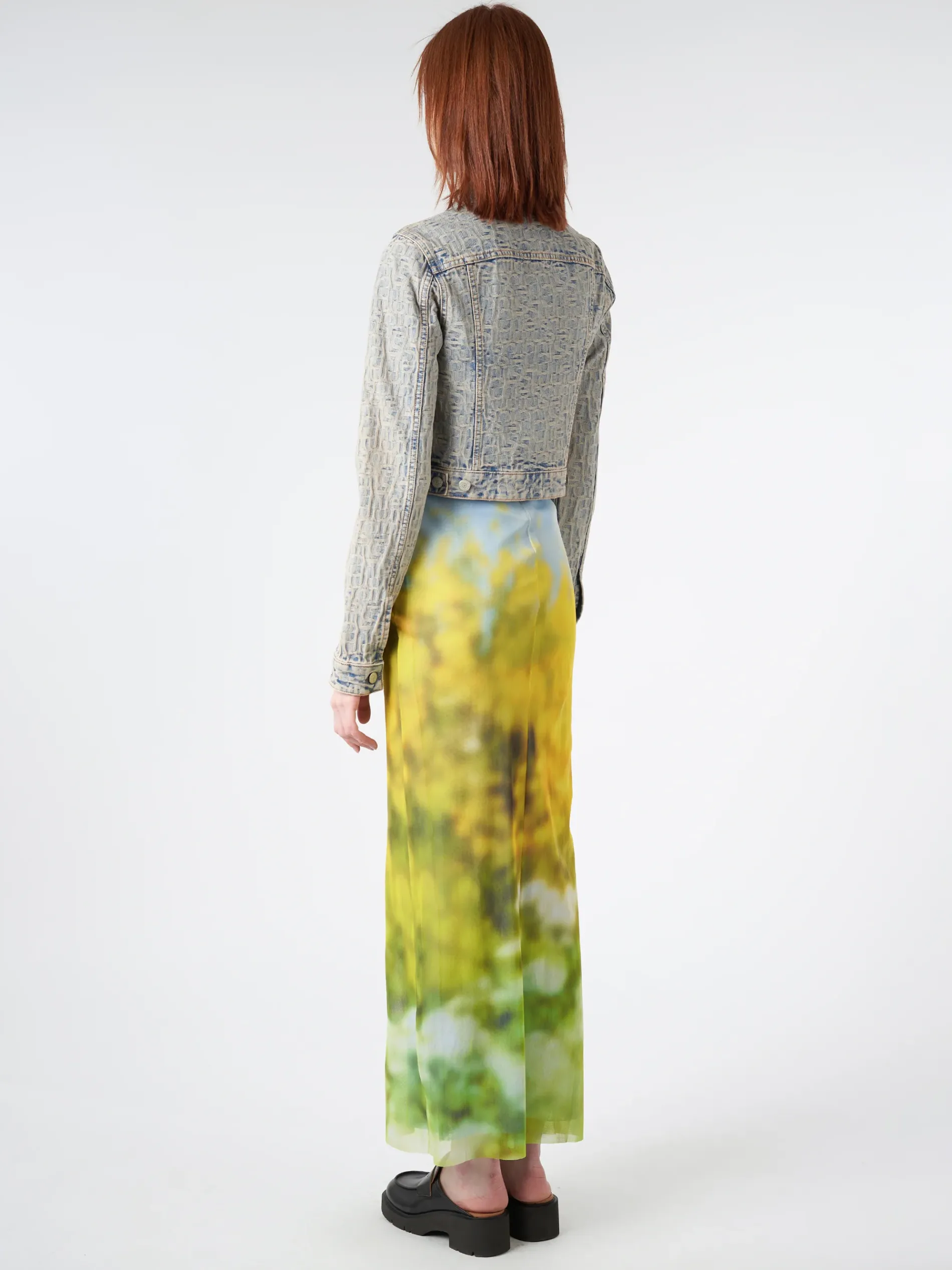 Acne Studios - Rose Monogram Denim Jacket in Blue/Beige