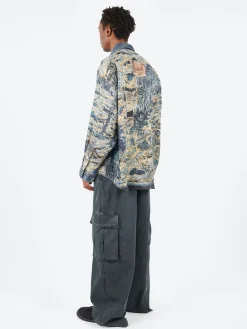 Acne Studios - Seta L/S Torn Scribble Button-Up Shirt in Denim Blue