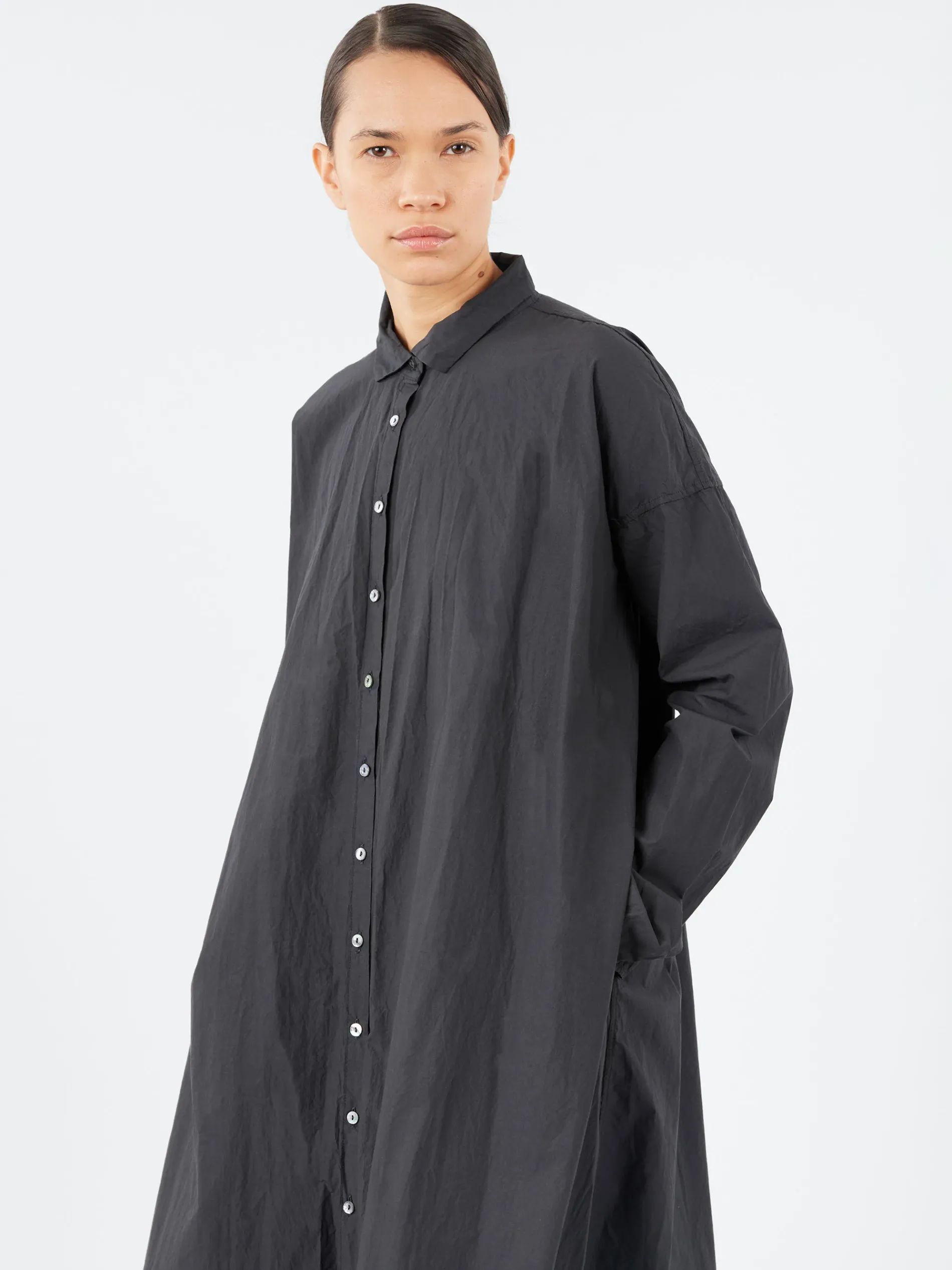 Album di Famiglia - Long Shirt Dress TC in Black