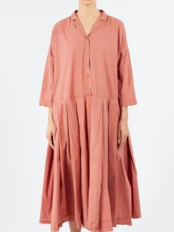 Album di Famiglia - Pleated Collar Dress TC in Coral