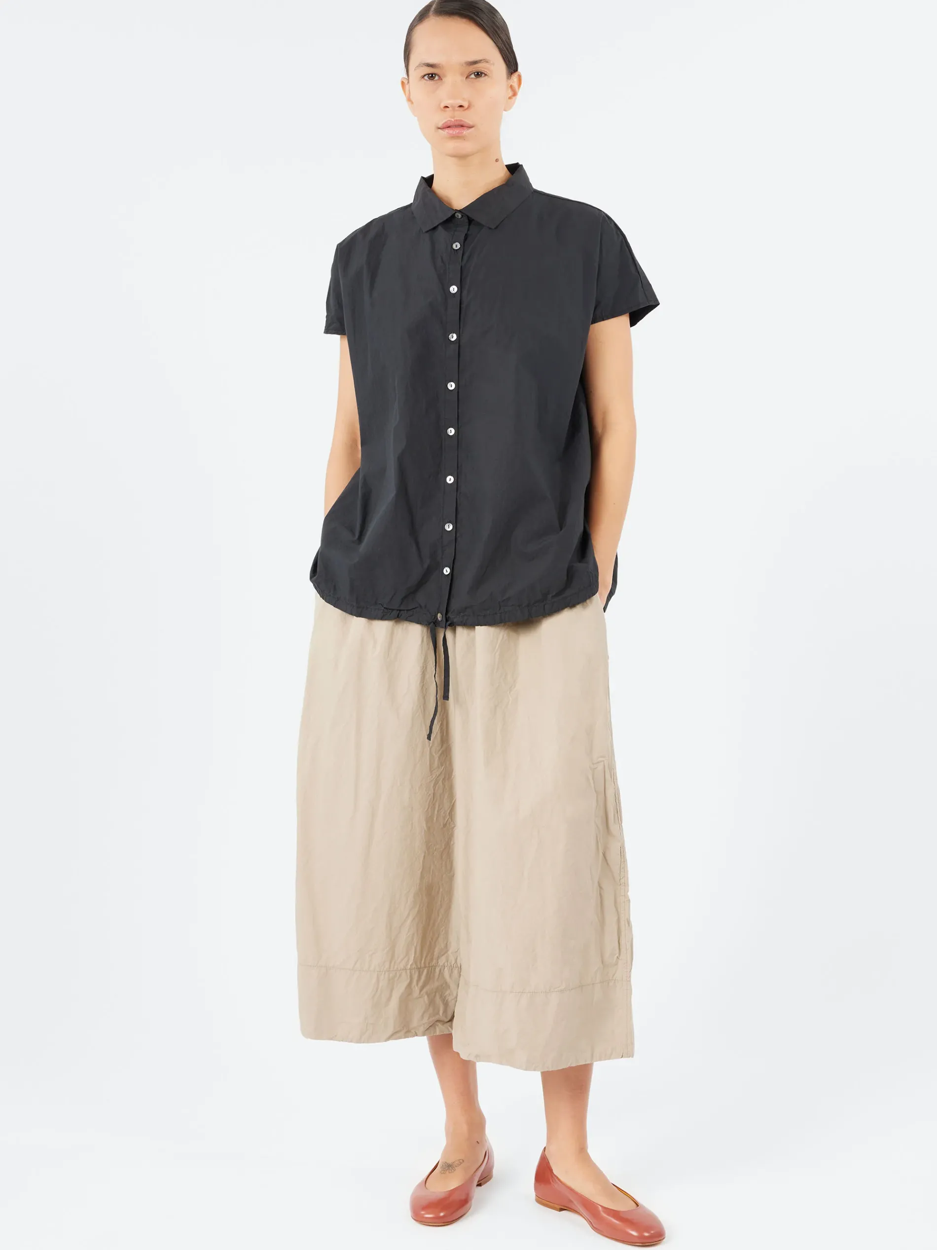 Album di Famiglia - Short Sleeveless Shirt TC in Black