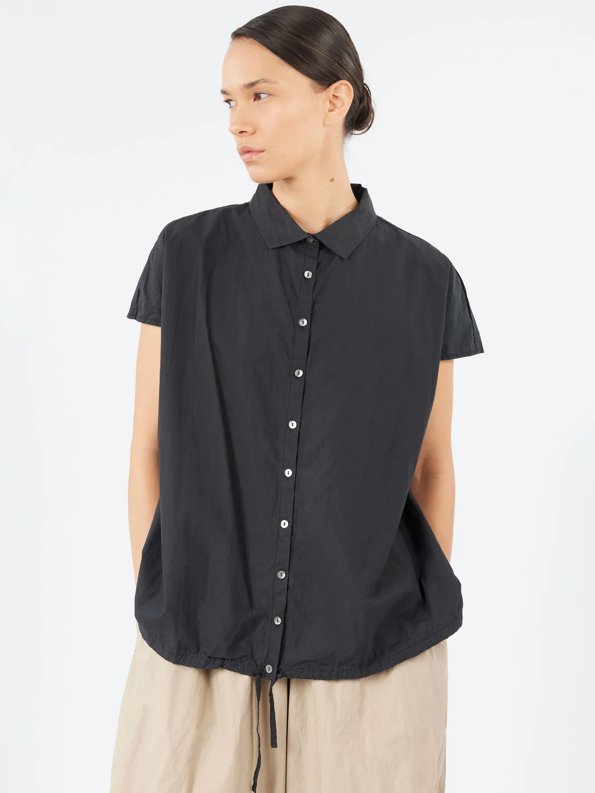 Album di Famiglia - Short Sleeveless Shirt TC in Black