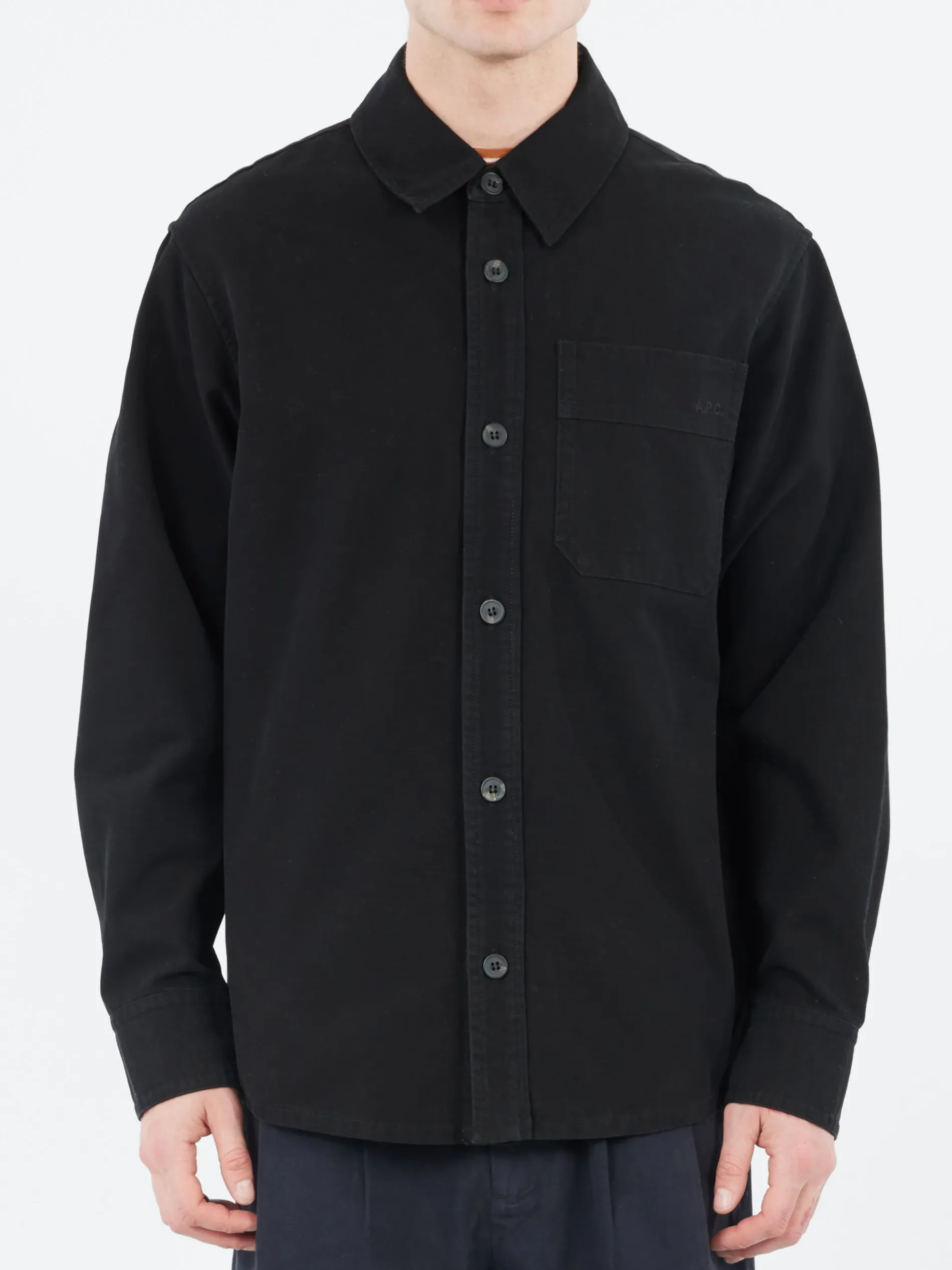 A.P.C. - Basile Brodée Poitrine Overshirt in Black