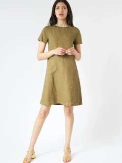 Aspesi - Compact Slub Linen Dress in Military
