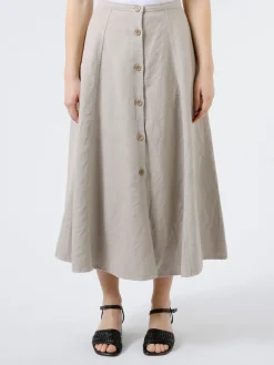 Aspesi - Cotton Linen Midi Skirt in Beige