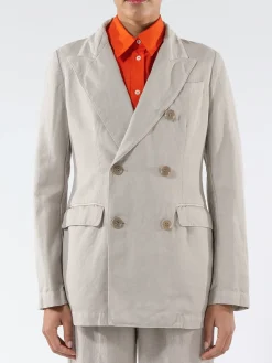 Aspesi - Double-Breasted Gabardine Blazer in Beige