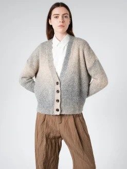 ASPESI - Gradient-Effect Alpaca Cardigan in Grey Melange