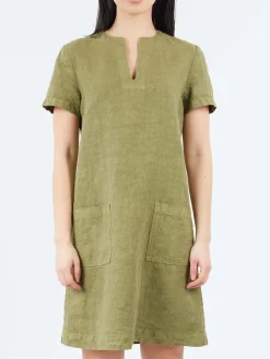 Aspesi - Slub Linen Short Dress in Military
