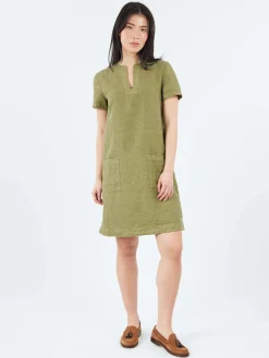 Aspesi - Slub Linen Short Dress in Military