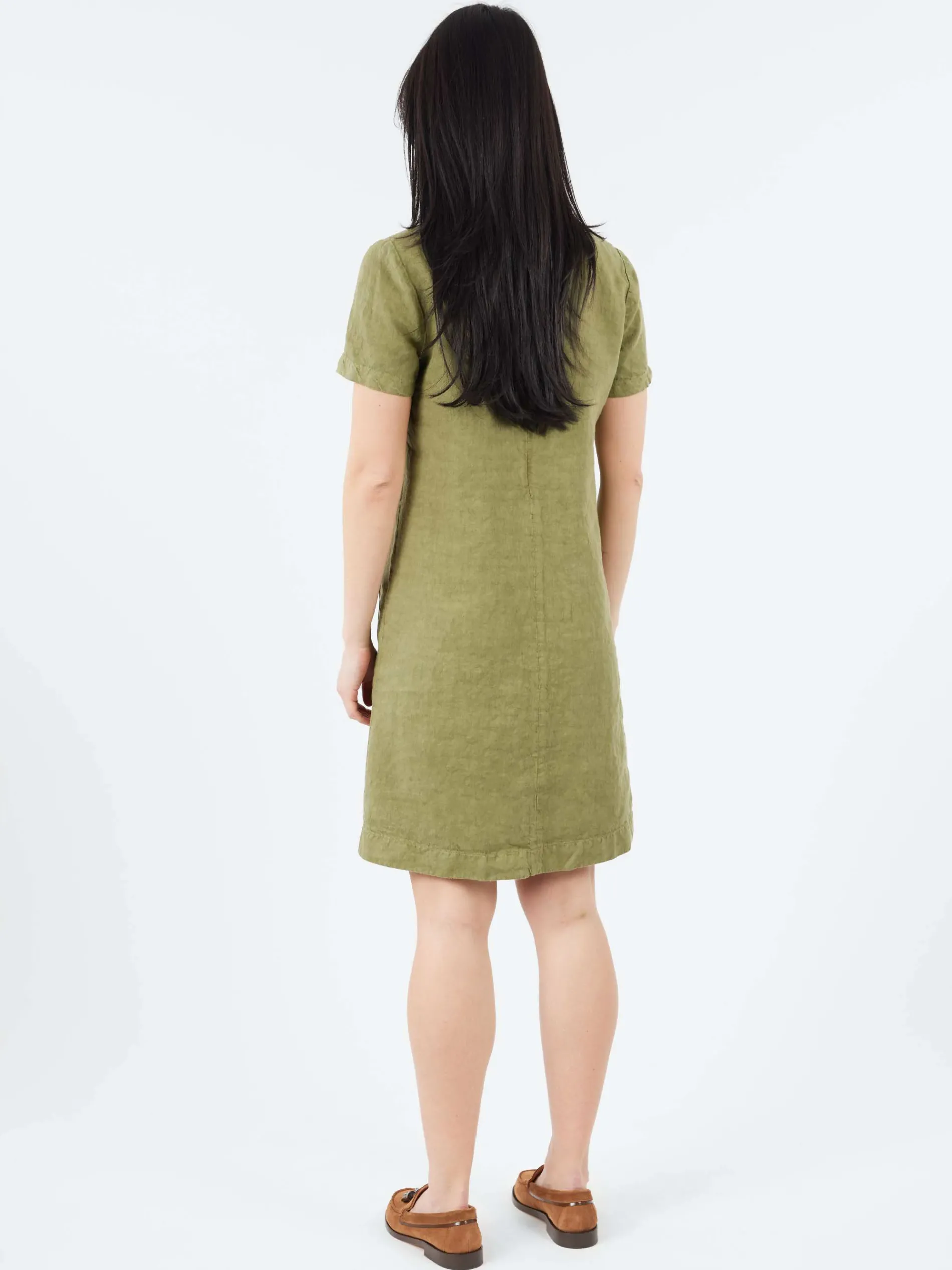 Aspesi - Slub Linen Short Dress in Military