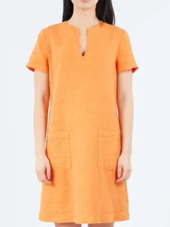 Aspesi - Slub Linen Short Dress in Orange