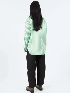 Aspesi - Vertical Striped Poplin Shirt in Green Stripe