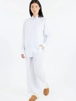 Baserange - Kolla Pants in White Blue Stripe