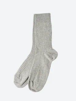 Baserange - Rib Ankle Socks in Grey Melange