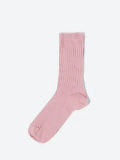Baserange - Rib Overankle Socks in Bridge Brown (Pink)