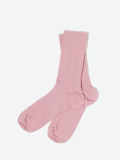 Baserange - Rib Overankle Socks in Bridge Brown (Pink)