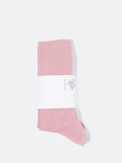 Baserange - Rib Overankle Socks in Bridge Brown (Pink)