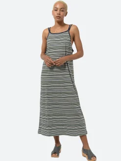 BEAMS Boy - Multi-Border Camisole Dress in Dark Green