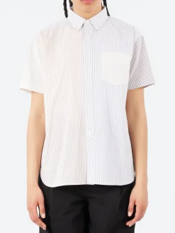 BEAMS BOY - Short Sleeve Button Down Shirt in Beige