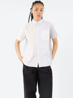 BEAMS BOY - Short Sleeve Button Down Shirt in Beige