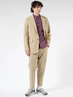 BEAMS PLUS - 1 Pleat Comfort Cloth Travel Trousers in Beige