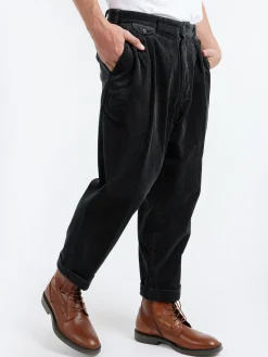 BEAMS PLUS - 2 Pleat Corduroy Pants in Charcoal Grey