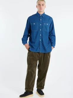 BEAMS PLUS - 2 Pleat Corduroy Pants in Dark Green