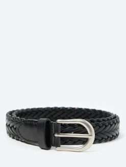 BEAMS PLUS - Braided Leather Belt in Black