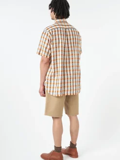 BEAMS PLUS - Button-Down Panama Plaid Shirt in Orange