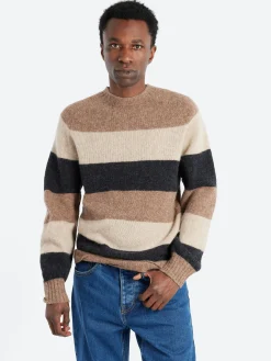 BEAMS PLUS - Crew Stripe Shaggy in Light Brown