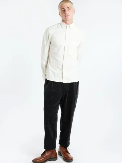 BEAMS PLUS - Flannel Solid Button Down Shirt in Off White