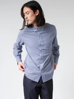 BEAMS PLUS - Gingham Check Button Down Shirt in Navy