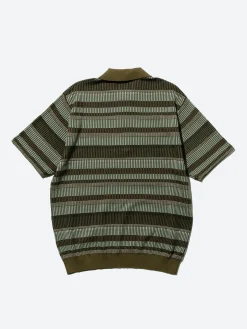 BEAMS PLUS - Half Zip Knit Polo in Olive