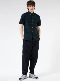 BEAMS PLUS - Indigo Blackwatch Short Sleeve Button Down Shirt
