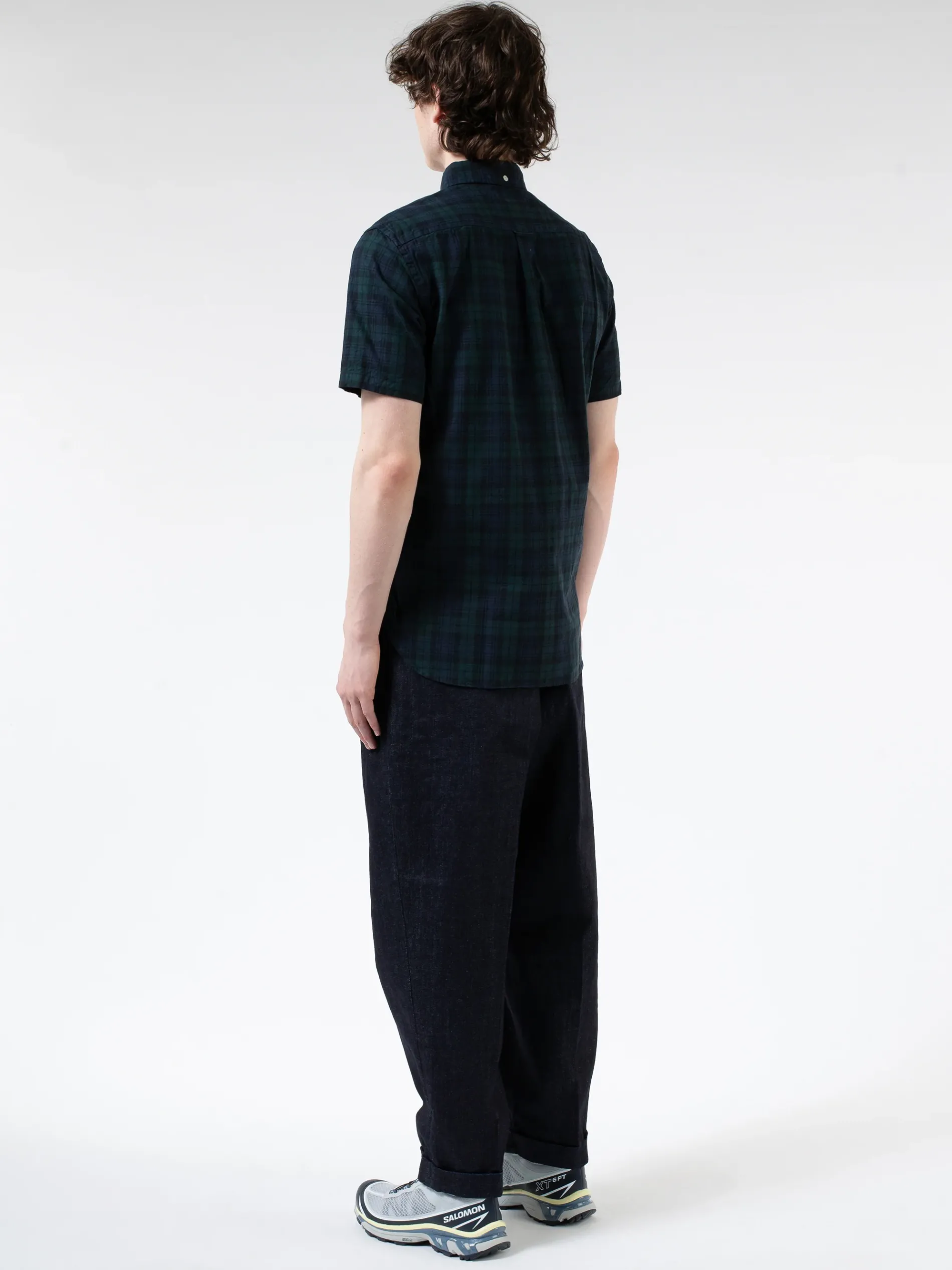 BEAMS PLUS - Indigo Blackwatch Short Sleeve Button Down Shirt